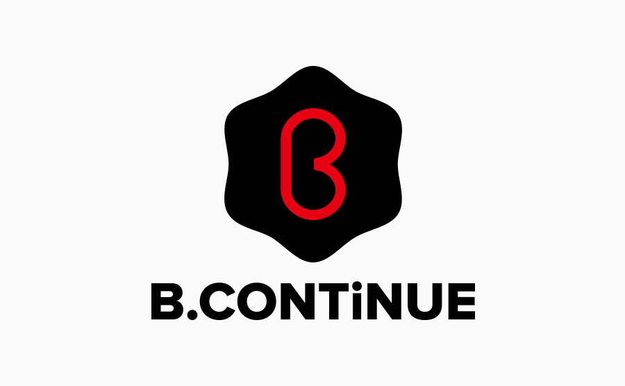 B.Continue ロゴ（ロゴマーク+ロゴタイプ）欧文大文字 縦組