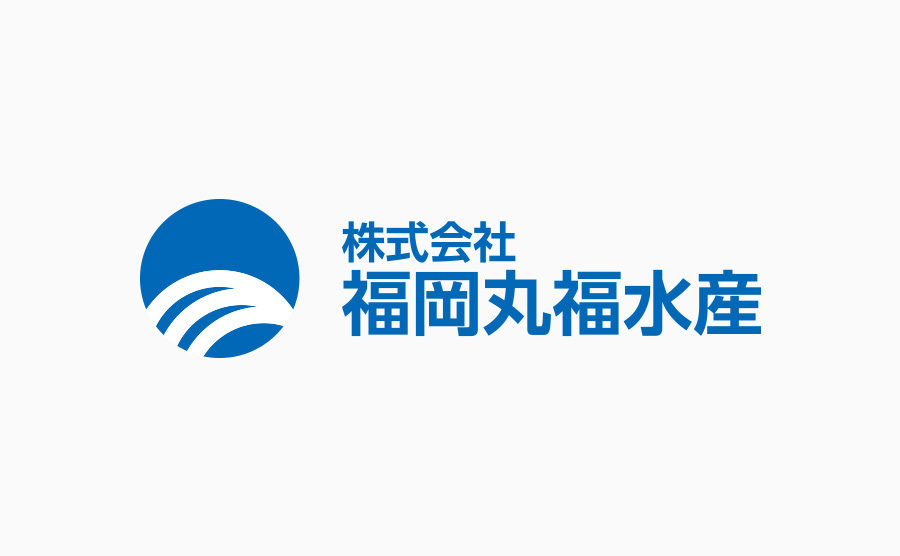 Fukuoka Marufuku Suisan Logo (Logo Mark and Logotype Blue) Horizontal Layout 02