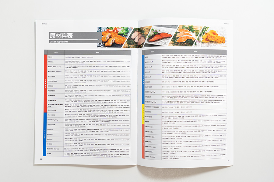 Fukuoka Marufuku Suisan Products Catalog 2022-2023 Second Edition - List of Ingredients